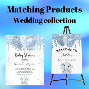 Baby shower olifant blauw budget uitnodiging flyer