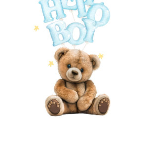 hallo Boy Balloon Teddy Bear Boy Baby shower Kaart