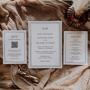 Gertrude Zwart-wit Classic Elegant Huwelijk Informatiekaartje