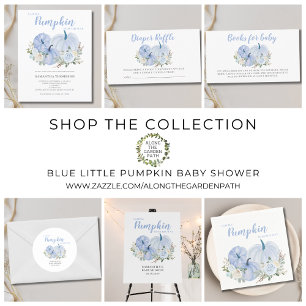 Kleine Pompoen Blauwe Baby Shower Vierkante Sticke Sticker