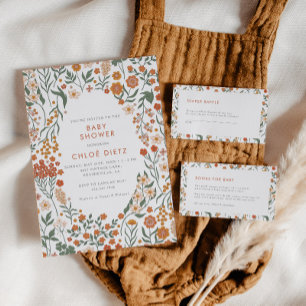 Modern Retro Groovy Diaper Raffle Informatiekaartje