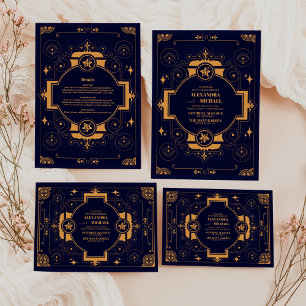 Elegante hemelse bruiloft all in one uitnodiging