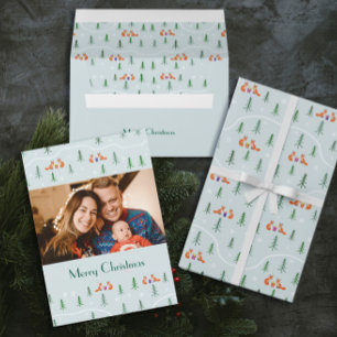 Schattigee Scandinavische kerstfoto Feestdagenkaart