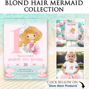 Kleine Zeemeermin Blond Haar Roze Meisje Cadeaupapier