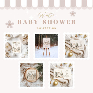 Boho Winter Cottage Christmas Diapper Raffle Informatiekaartje