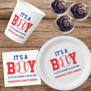 Little Slugger Baseball Boy Baby shower Papieren Bordje