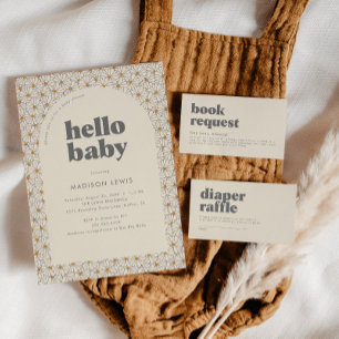 Retro Boho Daisy Baby shower Hartelijk dank Bedankkaart