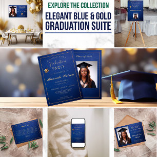Elegant blauw en gouden Afstuderen banner