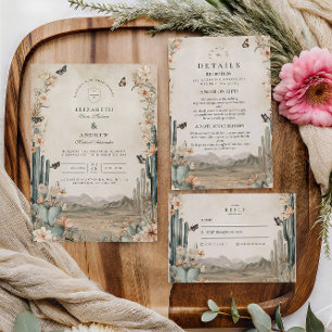 Woestijncactus Boho Wedding Bedankkaart