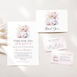 Elegant Roos Roze Tea Party Bedankt Sticker
