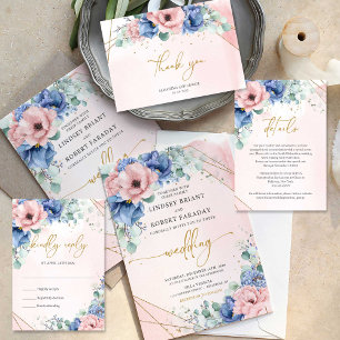 Stoffig roze stoffige blauw faux gouden lijst rece informatiekaartje