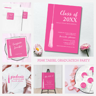 Trendy Hot Pink Chic 2024 Afstudeerder Tassel Afst Servet