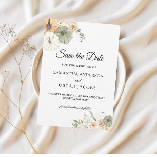 Moderne Waterverf pompoenen en bloemen Etiket