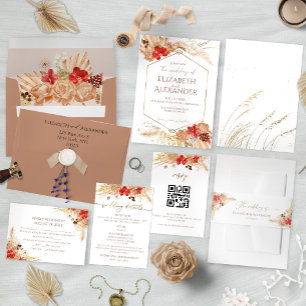 Vergulde Waterverf Boho Floral   Terracotta bruilo Kaart