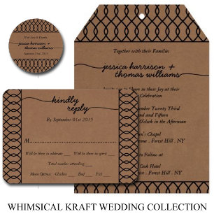Het moderne Whimsical Kraft Wedding Collectie Kaart