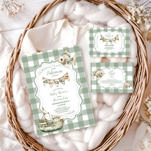 Rustic Little Fisherman Gevist Baby shower Papieren Bordje