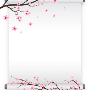 Japanners met scrollCherry Blossom Wedding All In One Uitnodiging