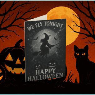 We vliegen vanavond Platinum / Black Halloween Kaa Kaart