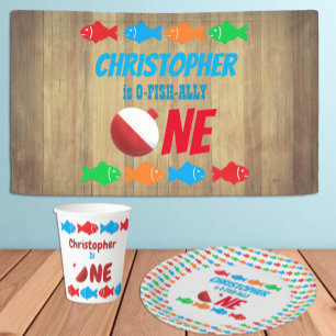 O-Fish-Ally One Vist 1e verjaardag Papieren Bordje