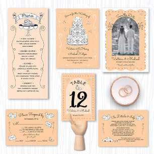 Doodle Sketch Funky Wedding Menu