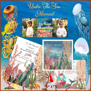 Onder het Zee Mermaid Singing Coral Reef Birthday Kaart