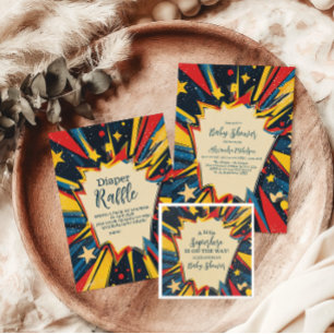  Comic Book Boy Baby shower Boeken voor Baby Informatiekaartje