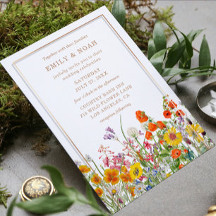 Colorful Wild Flowers Country Weddenschap RSVP Kaartje