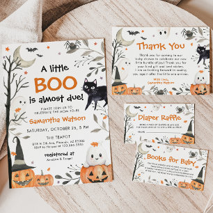 Halloween Little Boo Ghost Pumpkin Baby shower Kaart