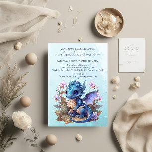 Waterverf blauwe draak Baby shower Servet