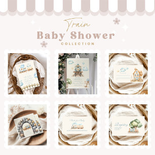 Waterverf Train Baby shower Boeken voor Baby Informatiekaartje