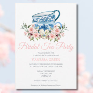 Tea Party Bridal Shower Invitation Kaart