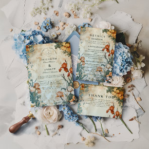 Trouw met Vintage Tropische Botanische Thema Bedankkaart
