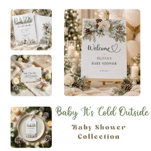 Baby het is koud buiten Winter Dieren Baby Shower Bedankkaart