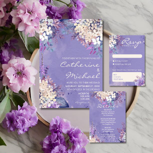 Romantic Lavender Waterverf Floral Spring Wedding Kaart