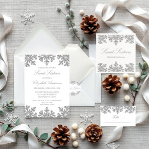 Silver Snowflake Winter Sweet 16 Servet
