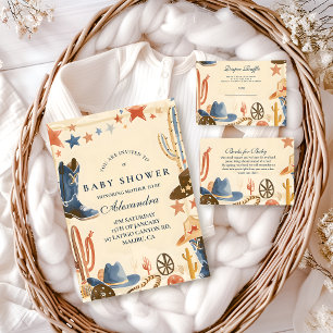 Neutrale Western Cowboy Baby Shower Kaart