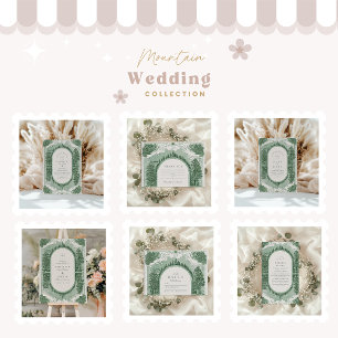 Romantisch  boslandschap met bergen kaart