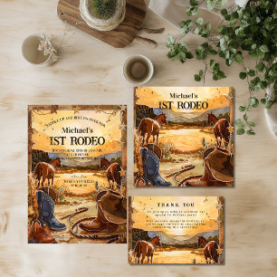 Rustieke Cowboy Rodeo 1e Verjaardag Thema Papieren Bordje