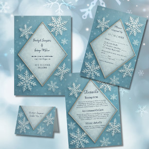 Winter Wonderland Blue Snowy Romantisch tafelnumme Bedankkaart
