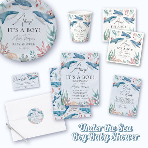 Onder het Zee Blue Whale Boy Baby shower Ronde Sticker