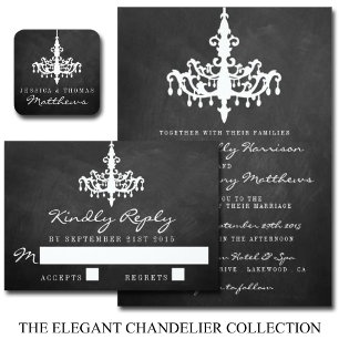 Elegant Chandelier Chalkboard Wedding Collectie Kaart