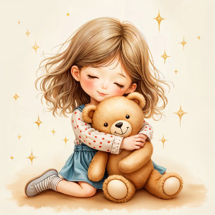 Big Hugs - Schattige meisje knuffelen Teddy Bear Kaart