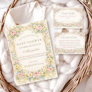 Roze Tuin Barok Baby Shower Servet