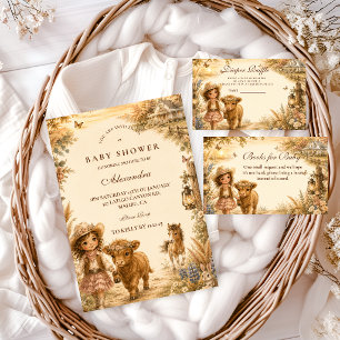 Vintage Meisje Western Boho Baby Shower Kaart