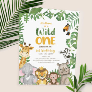 Wild One Safari Oerwoud First Birthday black Kaart