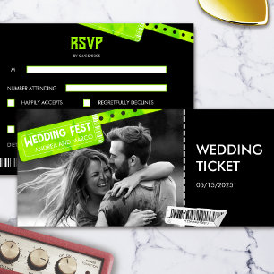 Rock and Roll Wedding Ticket Concert Boarding Pass