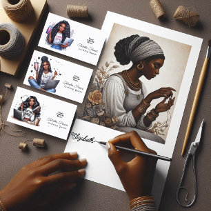 Afro-Amerikaanse Crafting Queen Empowerment Design Visitekaartje