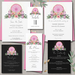 Roze Bloemige Mandala Kristallen Metafysische Trou Save The Date
