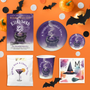 Leuke betoverende kleurrijke Halloween Witch Water Servet