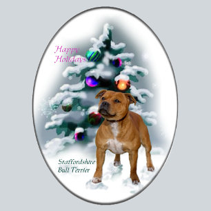 Staffordshire Bull Terrier-kerstcadeaus Feestdagen Kaart
